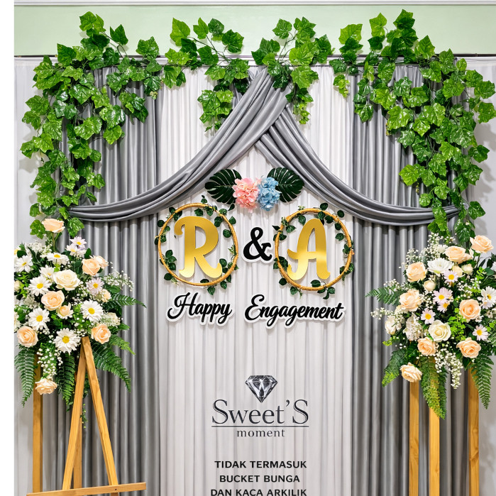 Daily Go|| Backdrop Tunangan Lamaran Engagement 3x2.2m | Background Dekorasi Tunangan Premium