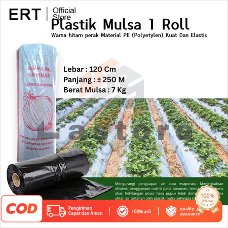 ERT Per Roll Mulsa Hitam Perak Lebar 60cm-120cm/Mulsa Hitam Perak 1 Roll Panjang 250meter/Mulsa Hita