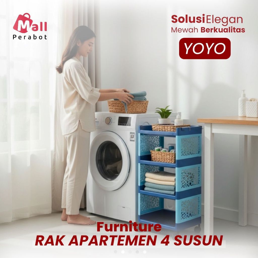 warung_santai - Mall Perabot | Rak Susun Yoyo Plastik 4 Tingkat dengan Roda Rak Kantor Apartemen Min