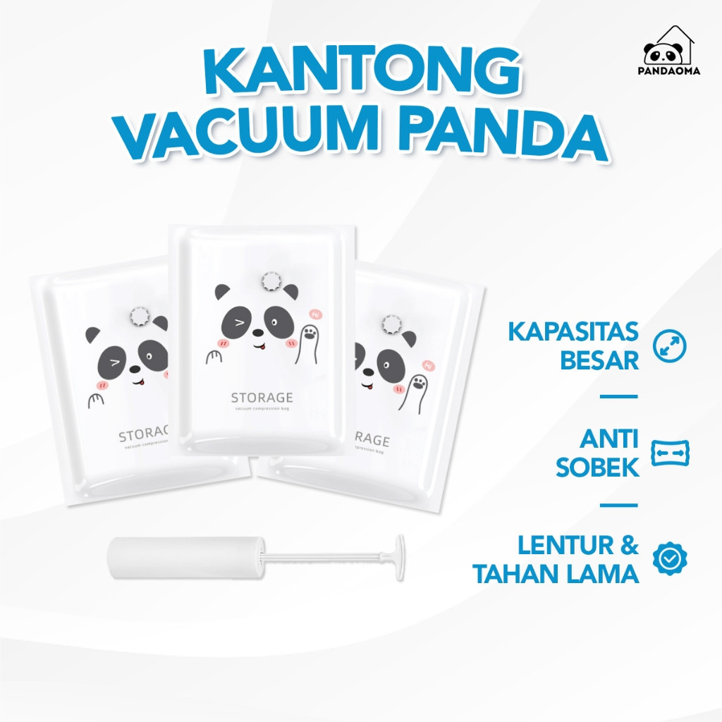 PANDAOMA Plastik Kompresi  - Vakum Baju Pakaian - Vakum Plastik - Bag Travel