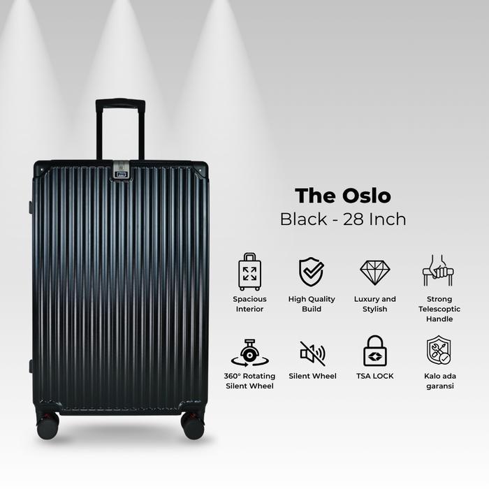 Travel Ease Koper 28 inch Warna Black Koper Oslo Koper Allumunium Tahan Banting Koper 4 Roda