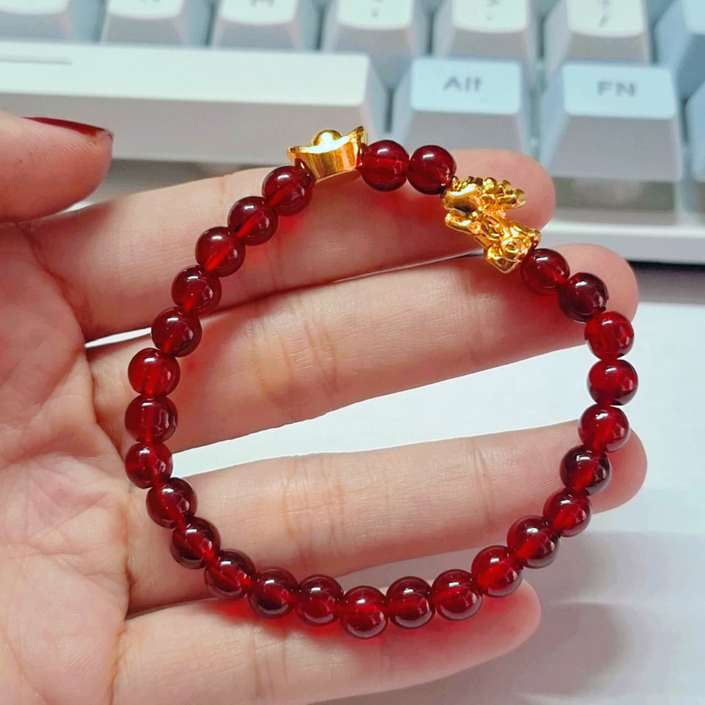 Kiara Gelang untuk Wanita, Perhiasan Emas Asli Murni, Manik-manik Pixiu Keberuntungan, Gelang Manik-