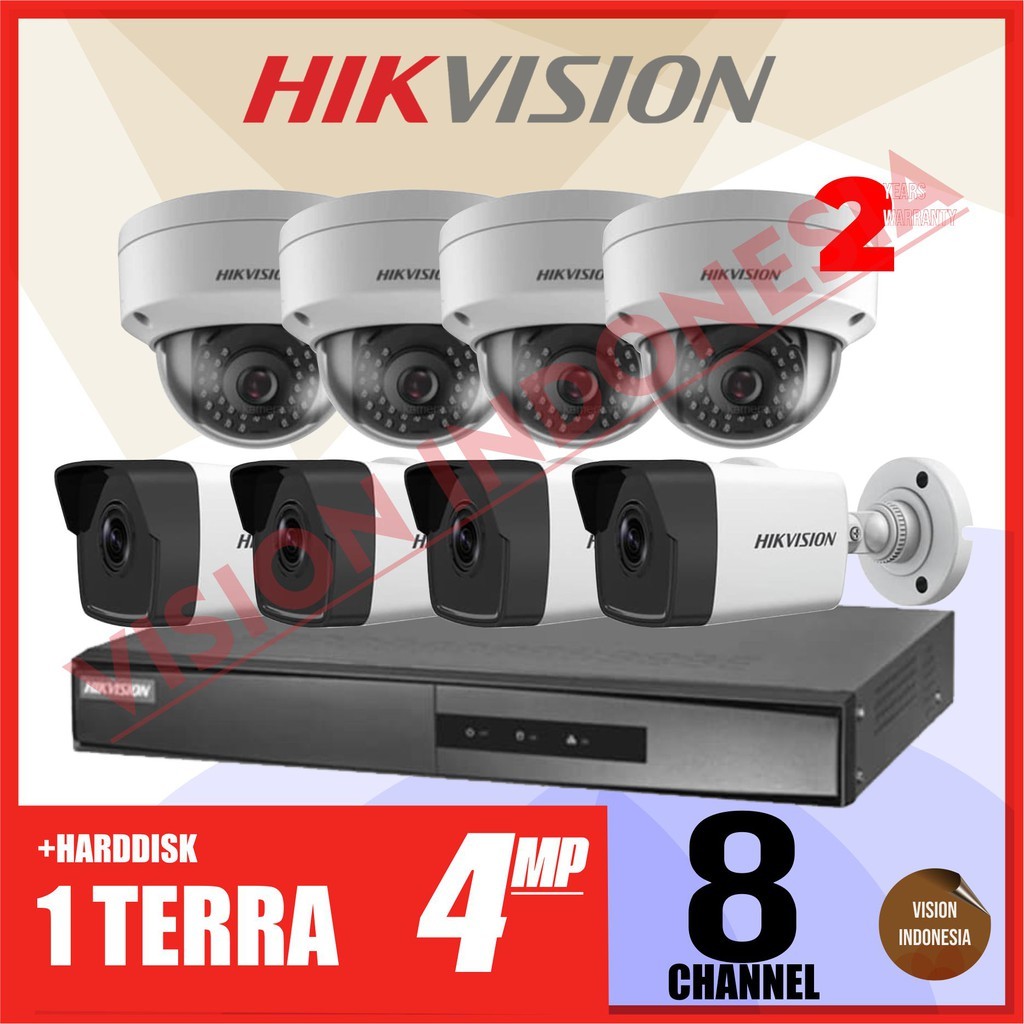 PAKET HIKVISION IP_CAMERA 4.0MP / 8 CAMERA LENGKAP SIAP PASANG