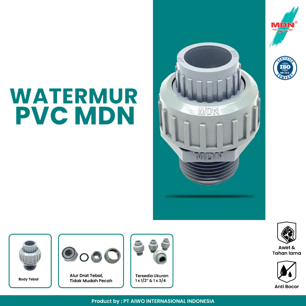 MDN Watermur Drat PVC Ukuran 1/2" dan 3/4" Inch
