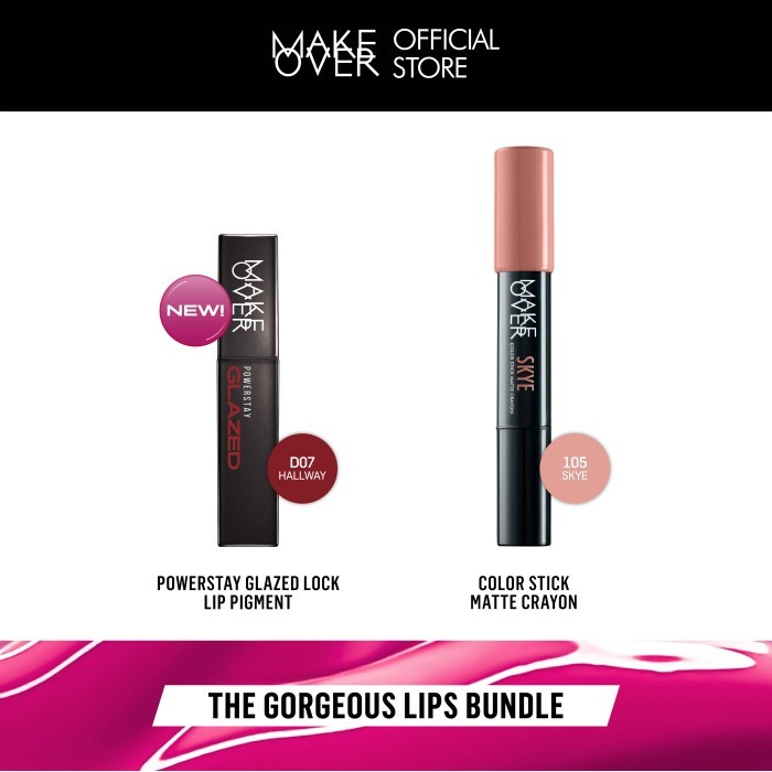 MAKE OVER Fresh Satin Glow Ombre: Gorgeous Lip Bundle - Tahan Lama Easy Application Non-Drying Formu