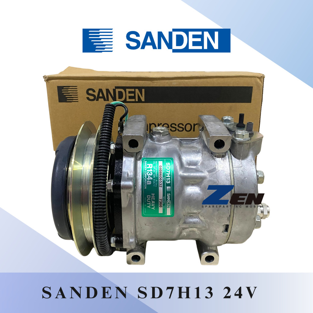 COMPRESSOR KOMPRESOR AC SANDEN SD7H13 24VOLT UNTUK ALAT BERAT SANDEN ASLI 7H137360
