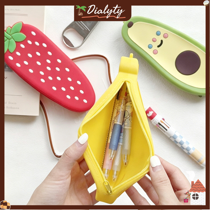 Ready - Tas Pensil Silikon Bentuk Buah / Tempat Alat Tulis Siswa / Alat Tulis Siswa Pria Dan Wanita