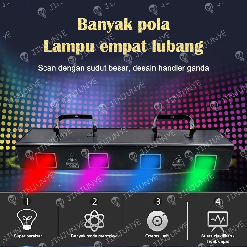 Laser Lampu Panggung Laser 4 Mata Full Color Four Eyes Sensor Suaranya Animation Light RGB Fullcolou