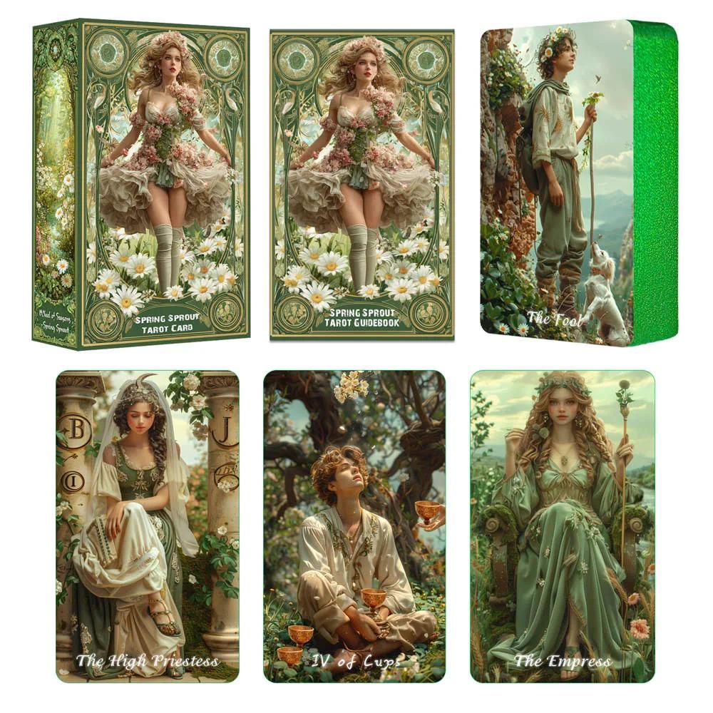 Kartu Tarot untuk Pemula dengan Buku Panduan, Kartu Tarot Spring Sprout, 80 Kartu Oracle dan Tarot, 