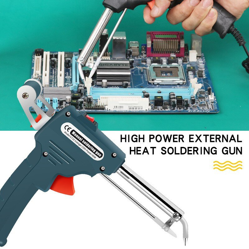 Solder Listrik Otomatis 60W Pemanas Internal Cepat Panas Alat Las Timah Satu Tangan Komplit Aman