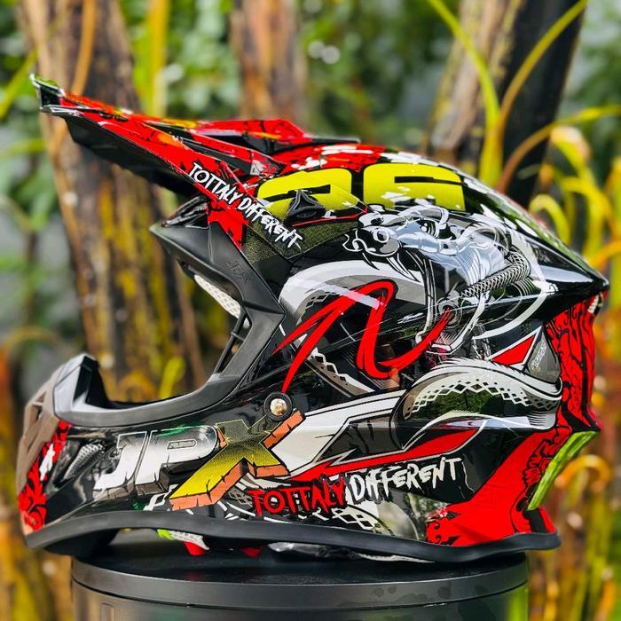 Promo helm cross jpx x16 black plus kacamata baru - helm saja, m Terlaris
