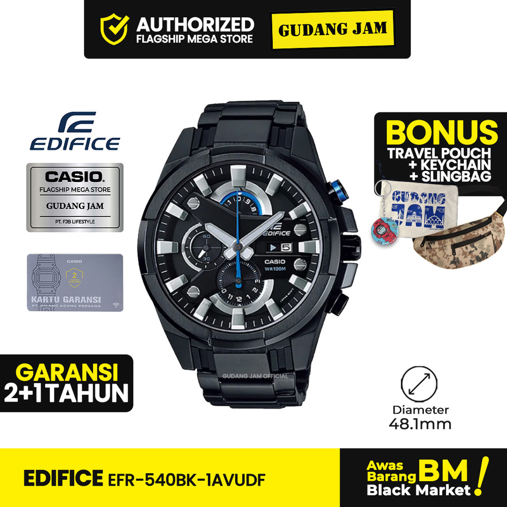 Jam Tangan Pria Edifice EFR-540BK-1AVUDF Stainles Steel Strap