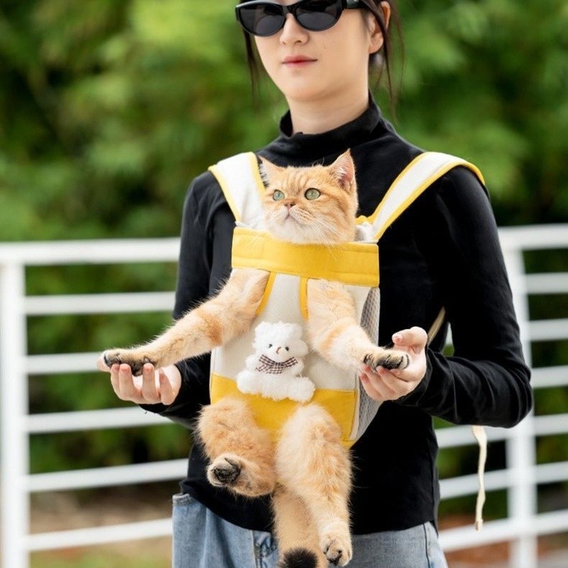 [Pet Wardrobe] Ransel kecil tamasya anjing tas dada anjing dan kucing bernapas universal tas