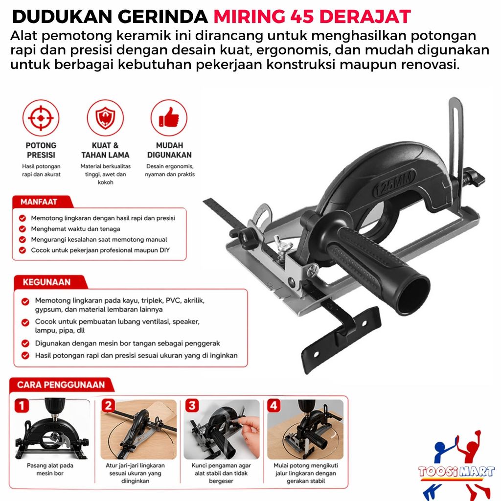 Dudukan Gerinda Miring 0-45° Bracket Pemotong Presisi Multifungsi | Dudukan Gerinda Tangan Jadi Mesi