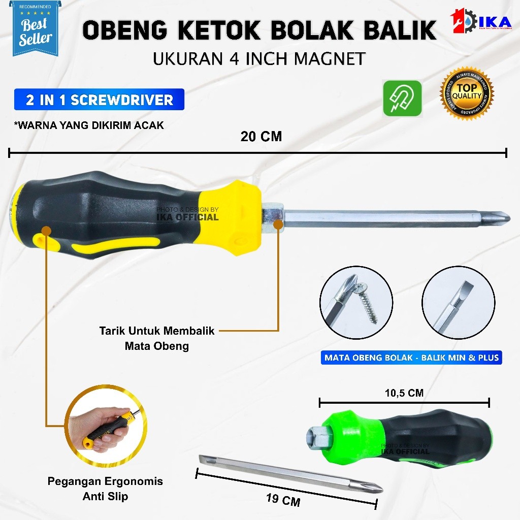 READY (COD) MURAH Paket Alat Tukang Palu 8 Oz - Obeng Ketok 2 In 1 - Meteran 5 m - Tespen AC - Cutte