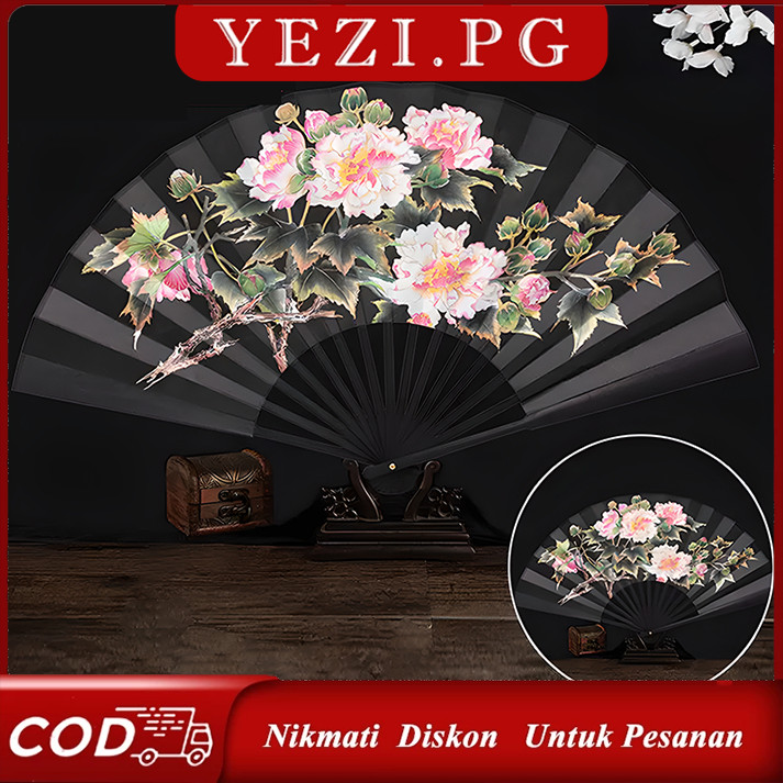 Kipas Tangan Lipat Bambu Kerajinan Tangan Hadiah Souvenir Gaya Cina