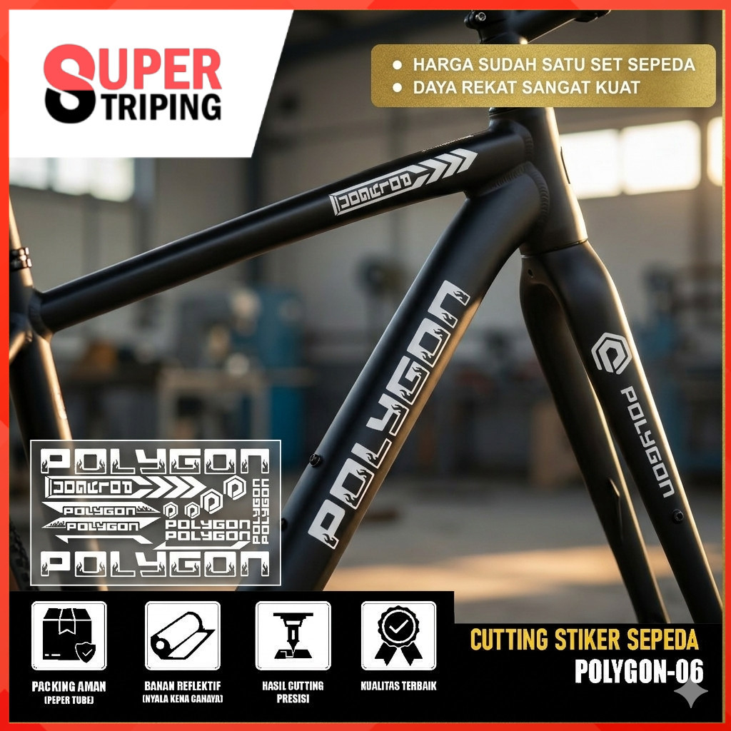 Stiker Sepeda POLYGON MTB Bike | Cutting Sticker | Decal Aksesoris Sepeda Set 06 | COD