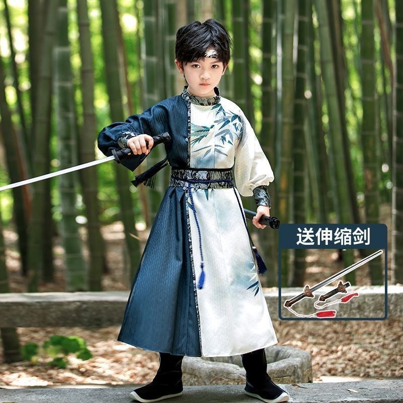 [Kota Dongeng] Hanfu Anak Laki-laki Jin Yiwei Guo Gaya Kostum Kuno Hanfu Set Lengkap Anak Laki-laki