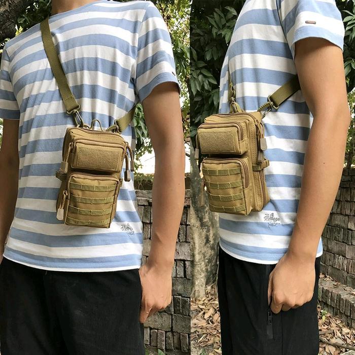 TAS SELEMPANG MINI TAS TACTICAL MINI TAS POUCH HP - Hitam, varian
