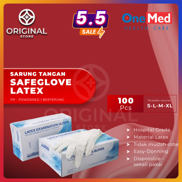 SARUNG TANGAN LATEX SAFE GLOVE | SARUNG TANGAN MEDIS | HANDSCOON MEDIS | SARUNG TANGAN KARET LATEX S