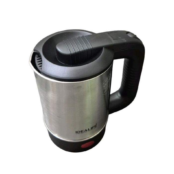 IDEALIFE Teko Listrik Pemanas Air IL-100 0.5 L Stainless Steel Garansi 1TH Free 2 Gelas Hitam Model 