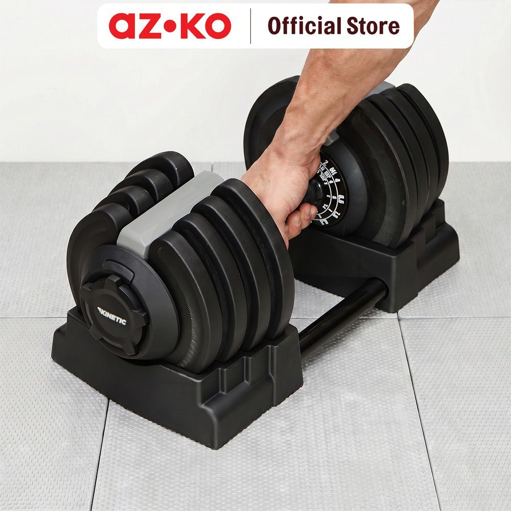 AZKO Kinetic 3 In 1 Adjustable Dumbbell Barbel Alat Fitness Alat Gym Peralatan Angkat Beban