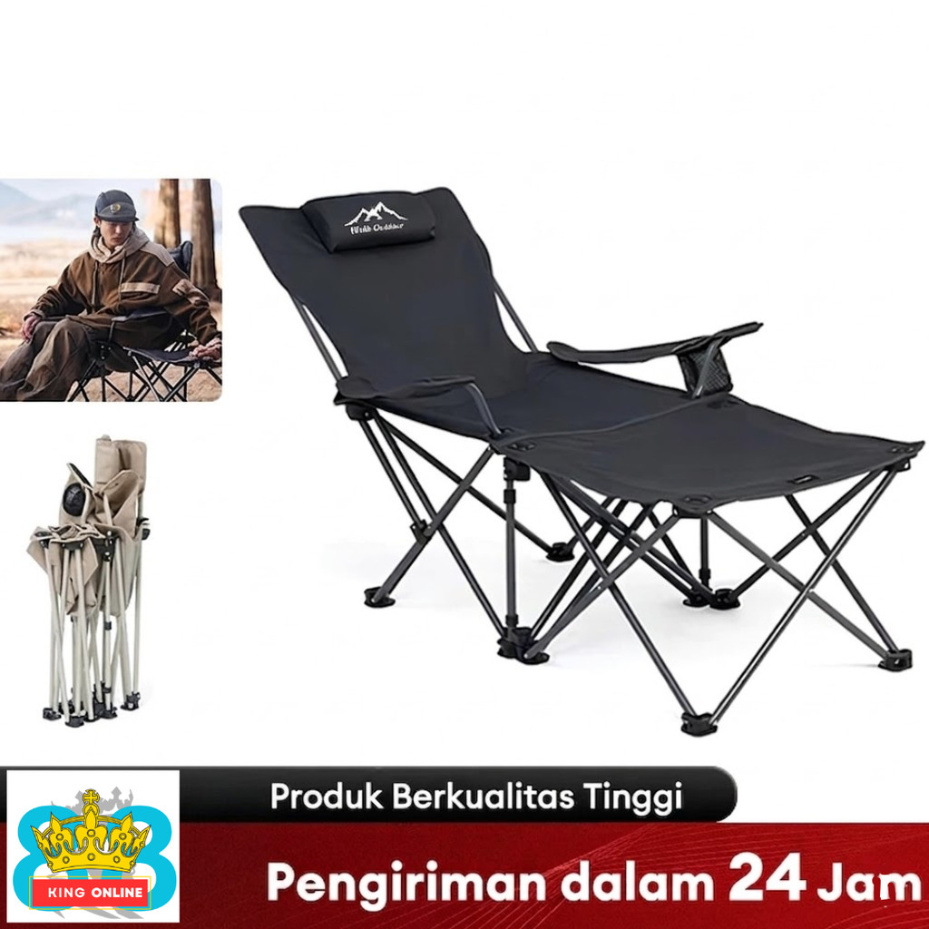 WTHB Kursi Lipat Camping Sandaran Tinggi Portable - Kursi Outdoor Busa Tebal