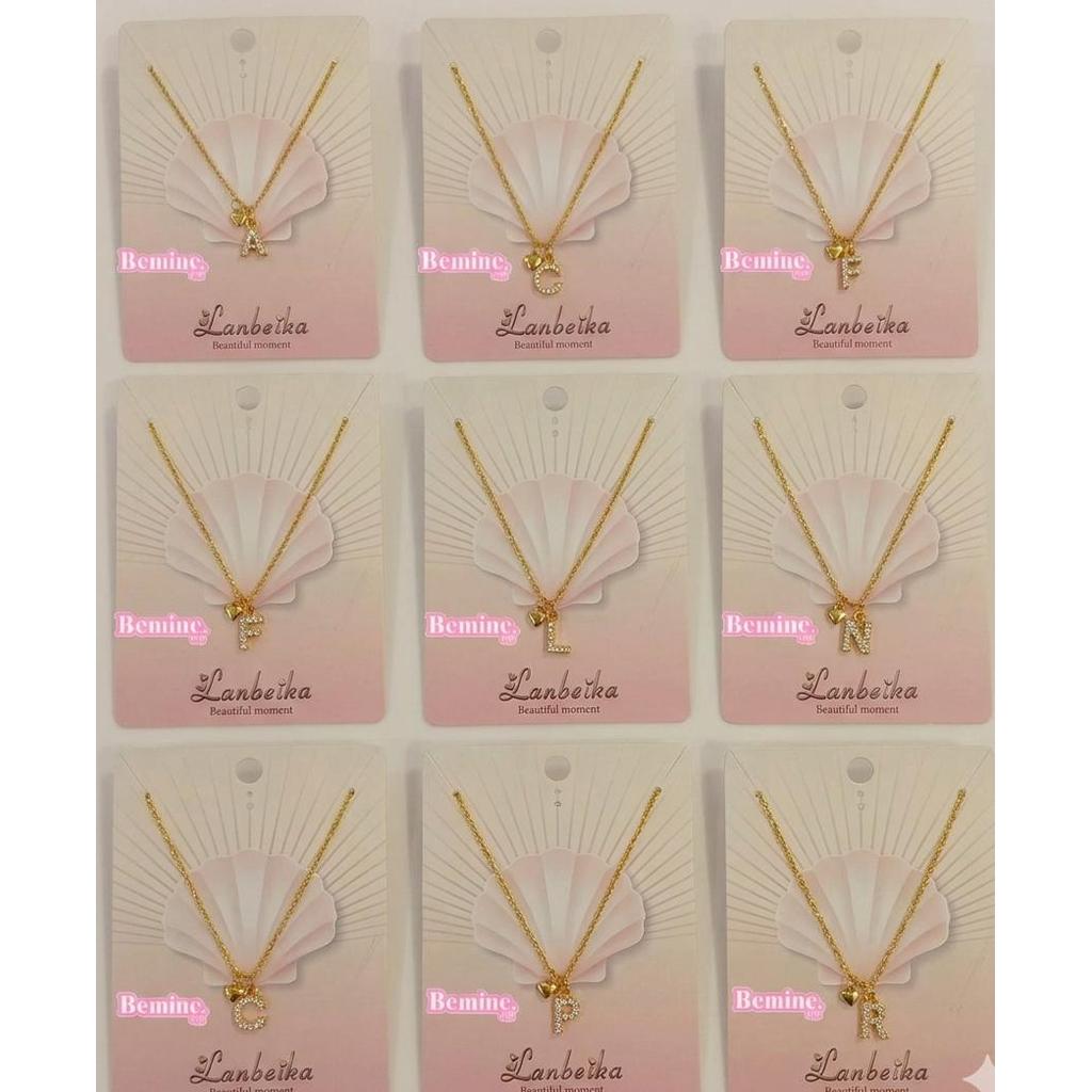 Kalung Inisial Huruf A–Z Rhodium Lapis Emas Elegant Minimalis AW 1803103