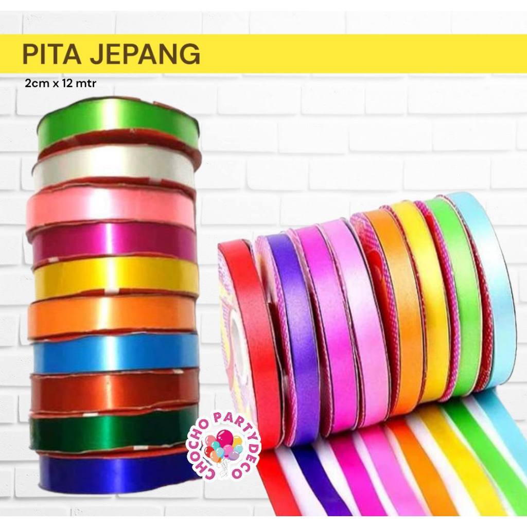 Pita jepang pita plastik pita kado untuk bungkus kado pita balon pita jepang 2 cm