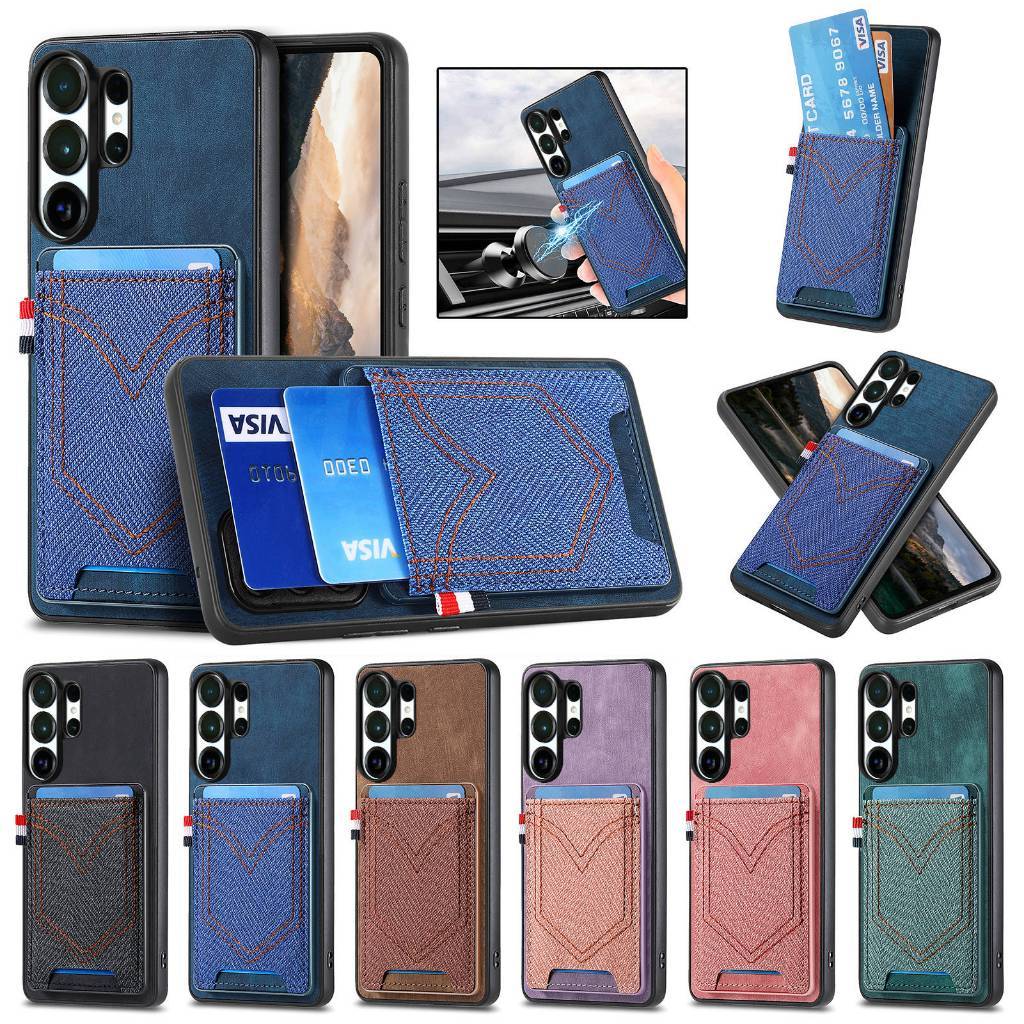 Casing untuk Samsung Galaxy S26 Ultra S25 Plus S24 FE S23 Casing Ponsel Pola Kulit Vintage Penutup B