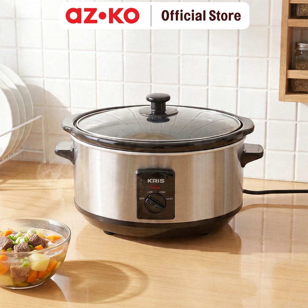 AZKO Kris Slow Cooker Oval - Silver Alat Masak Kuah Sup Elektrik Peralatan Masak Perlengkapan Dapur 