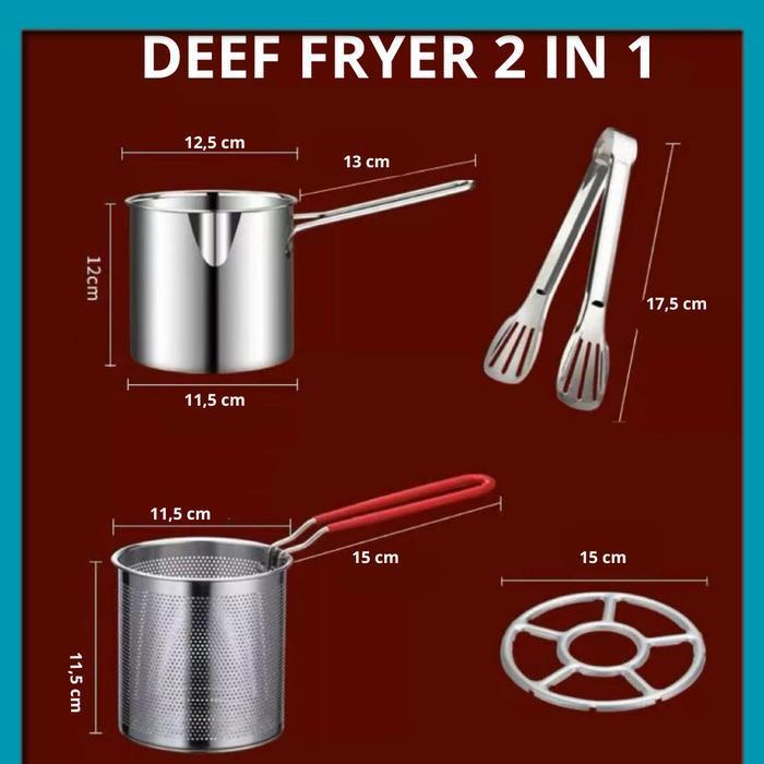 [ NEW PROMO ] (BISA COD) HOMINDO 4 in 1 Multi Deep Fryer Panci Penggorengan Rebus Stainless Steel Sa