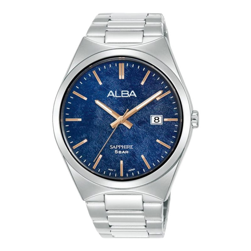Jam Tangan Pria Alba Prestige AS9V77X1 Men Sapphire Blue Dial Stainless Steel Strap