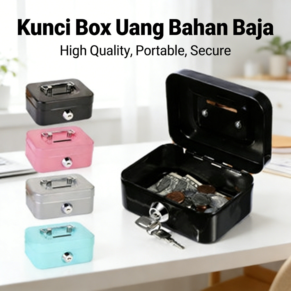 Brankas Uang Brangkas Penyimpanan Uang Money Box Uang Cash Box Portable Kotak Kunci