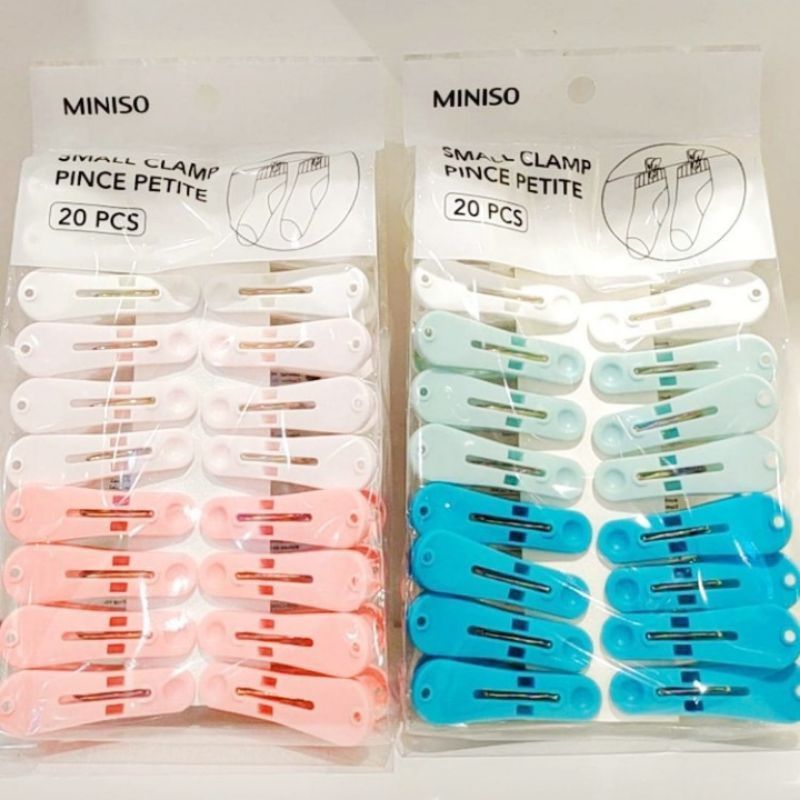 HCS - MINISO SMALL CLAMP / JEPIT JEMURAN / JEPIT PAKAIAN BAJU  ISI 20 PCS MINISO