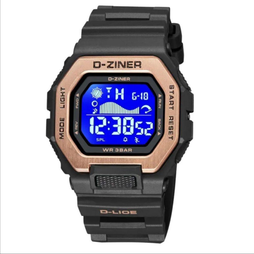 Dziner Jam Tangan Pria 8318 Digital Original Water Resistant 5 ATM Kaca Rubber