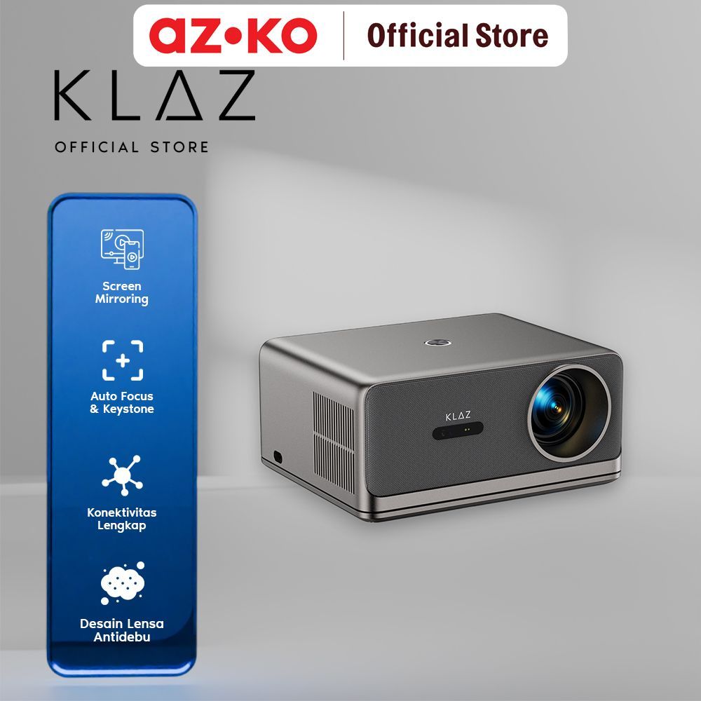 AZKO Klaz Proyektor 1080P Full HD 800 ANSI Auto Focus GTV Dongle  - Abu-abu Alat Proyeksi Projektor 