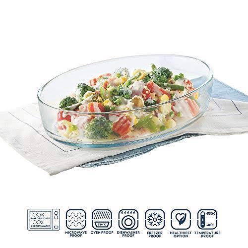 Baking Tray Oval Pan Piring Mangkok Kaca Oval Saji Sayur Lauk Serving Dish - 1.6L