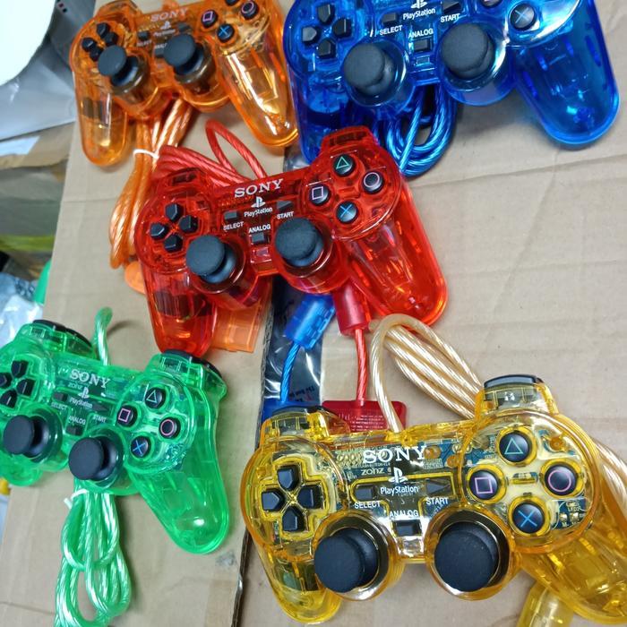 PROMO Stik PS 2 kabel original transparan Lampu ( ada lampu ) - Kuning