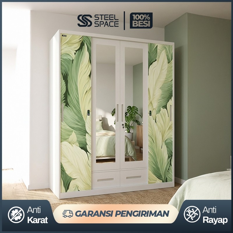 Lemari Pakaian Sliding Anti Rayap Lemari Baju Geser Cermin Lemari Baju Besi Sliding Alumunium
