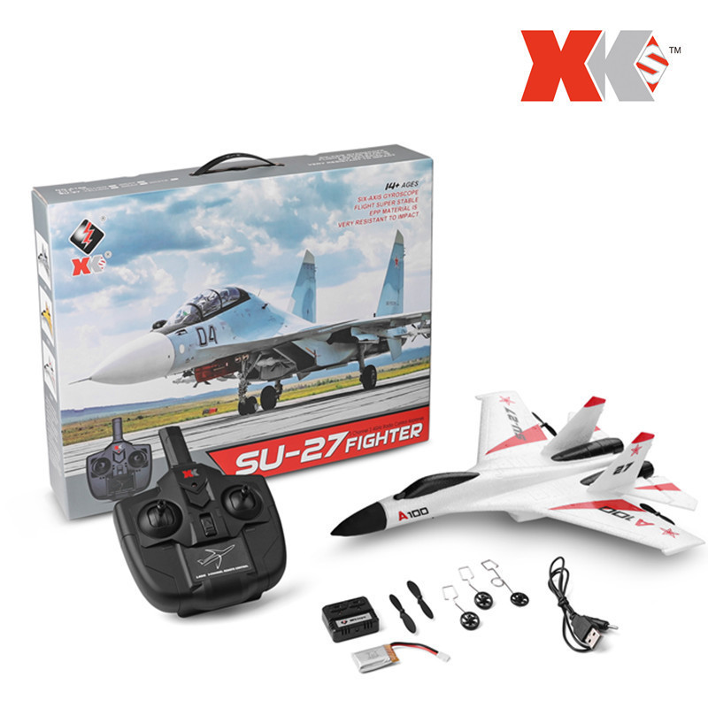 Weili Xk A100 Su-27 J-11 Rc 3-annel Fixed Wing 2.4g Remote Control Glider Epp Outdoors Kid Aircraft 