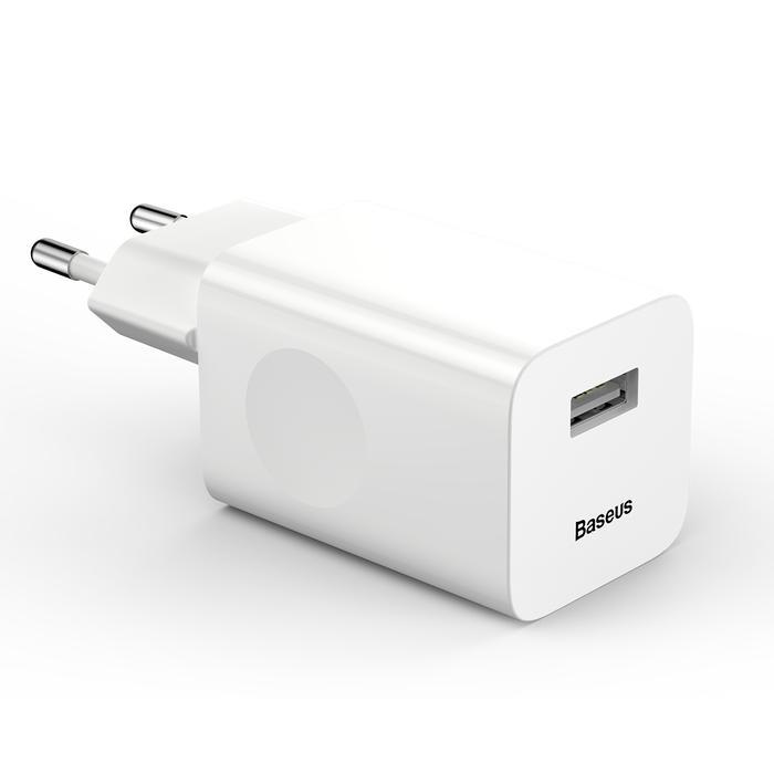Baseus single usb charger 24w fast charging - Putih