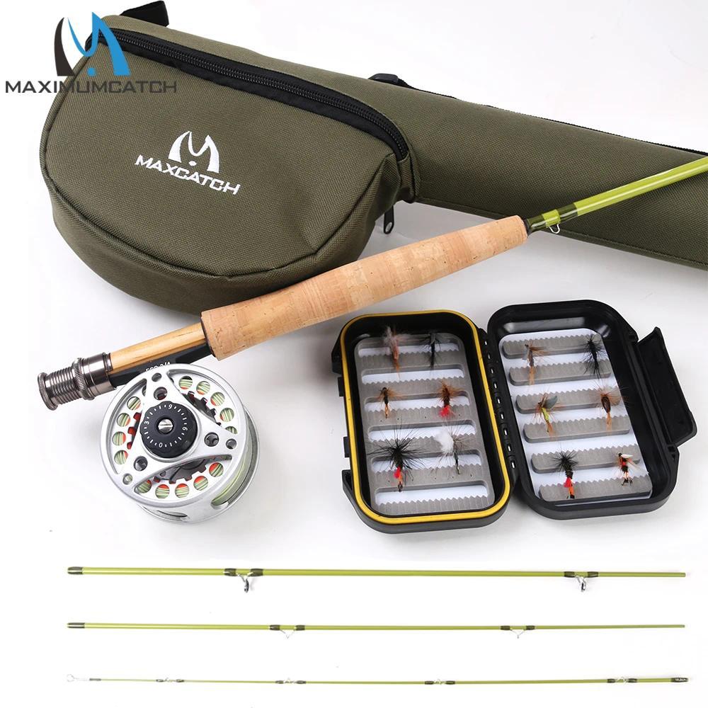 MAXCATCH Small Stream Fly Fishing Rod Combo 2/3WT 6'-7'6" Carbon Fly Rod Aluminum Reel Fly Line Begi