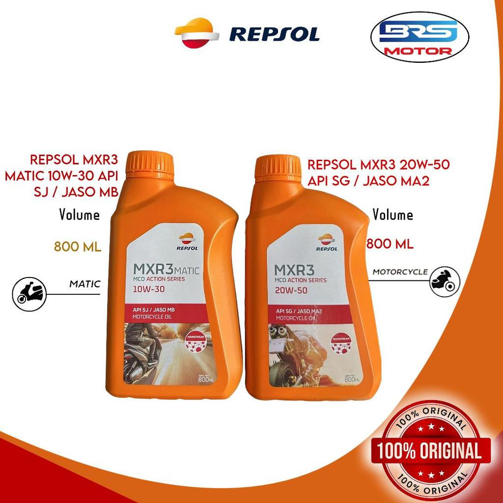 Oli Repsol MXR3 10W30 20W50 800ml Motor Matic Manual Original API SJ SG JASO MB MA2
