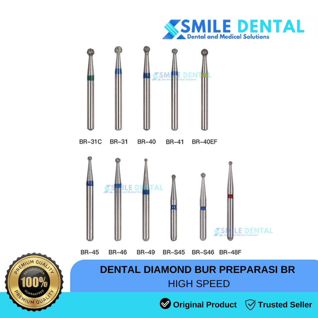 Dental Diamond Bur Preparasi BR / Mata Bur Prep High Speed