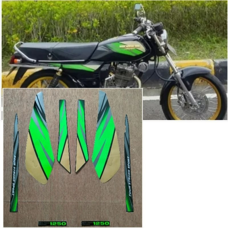 Striping Original Honda GL Max hitam Lis hijau tahun 1195 1996
