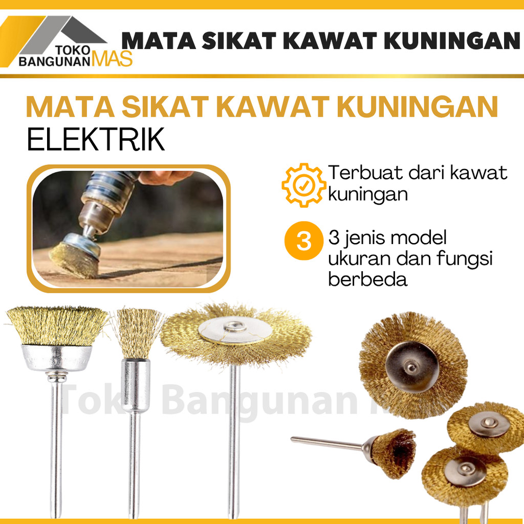 Mata Bor SIkat KUNINGAN Brush Sikat Poles Piring KUNINGAN Mata Bor Rotari Kecil Sikat TERMURAH