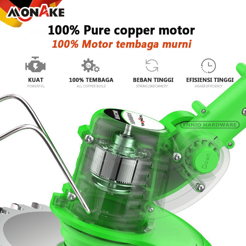 Monake Jerman Mesin Potong Rumput Pemotong Rumput Listrik Pemangkas Cordless Lawn Mower Electric