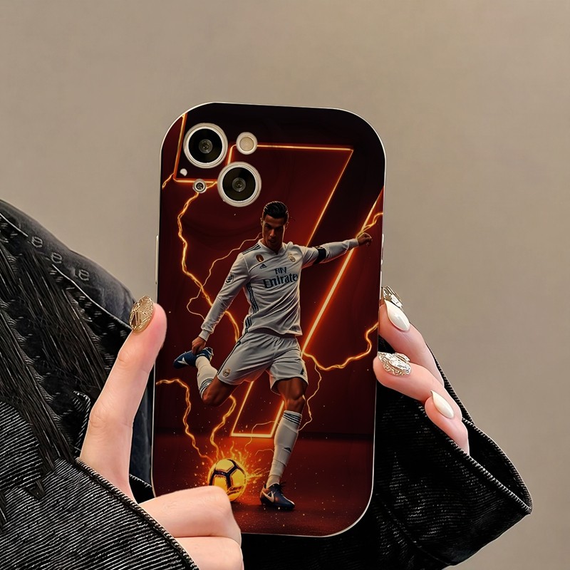 Casing iPhone Redmi Cristiano Ronaldo Bermain Sepak Bola Untuk iPhone 16 15 14 13 12 11 Mini Pro E M