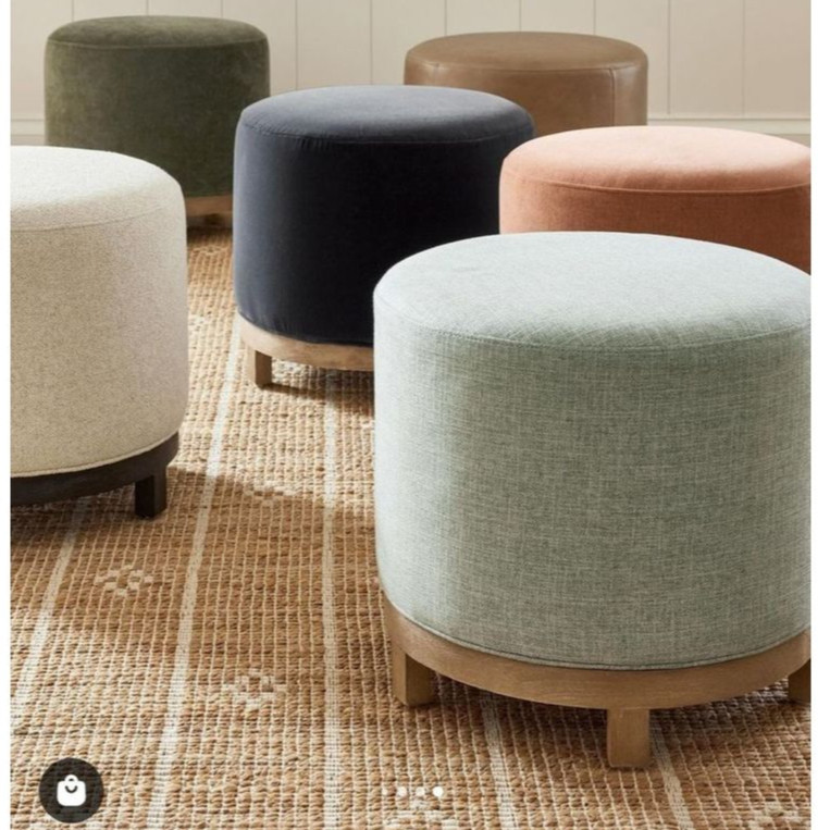 Sofa Stool Kaki, Stool Premium Sofa Puff Kanvas Luxury Furniture , Kursi  Stool Bulat Ruang Tamu Kur
